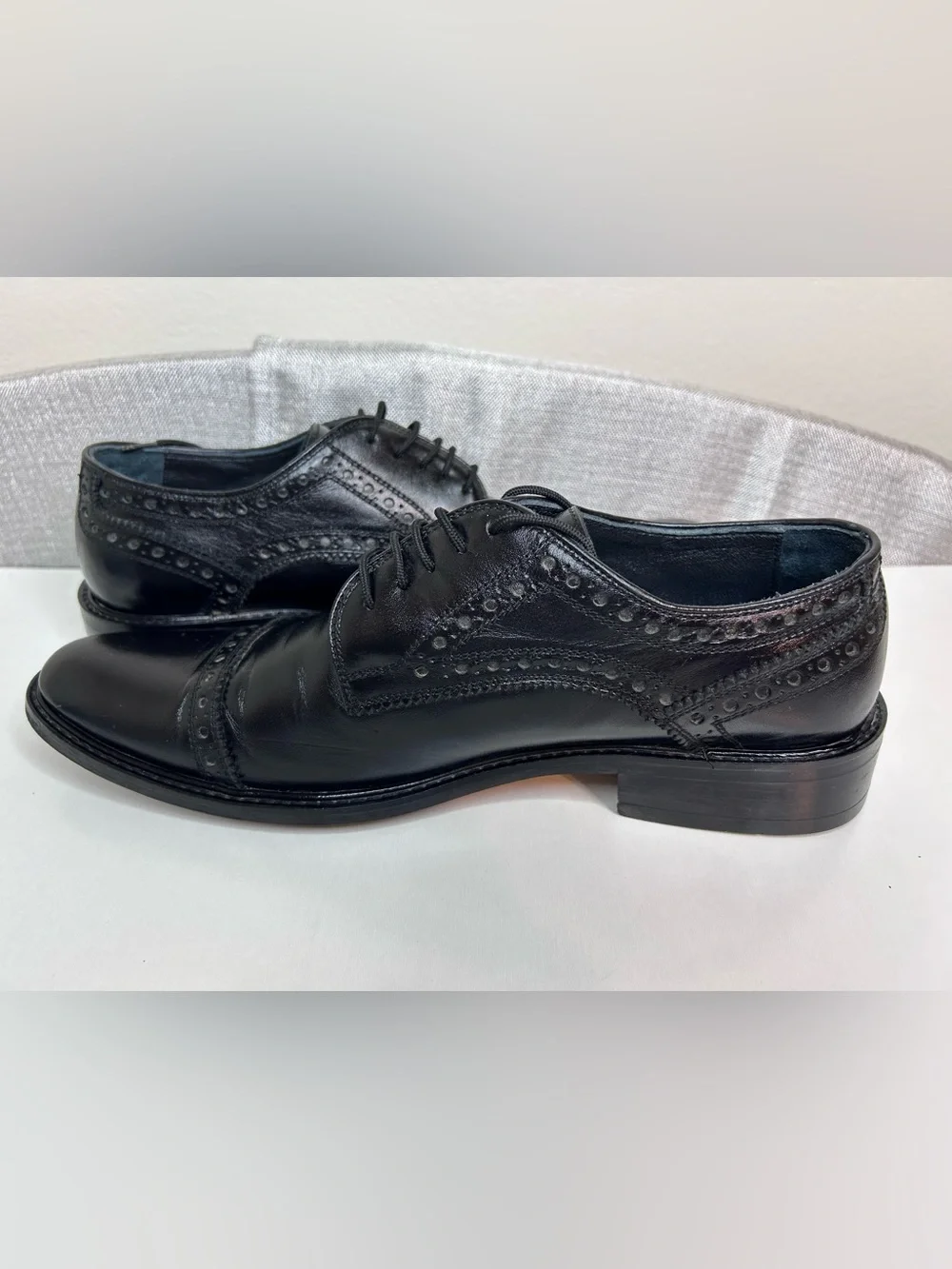 Beta Black Leather Cap Toe Oxford Dress Shoes EU 41 Worn Once